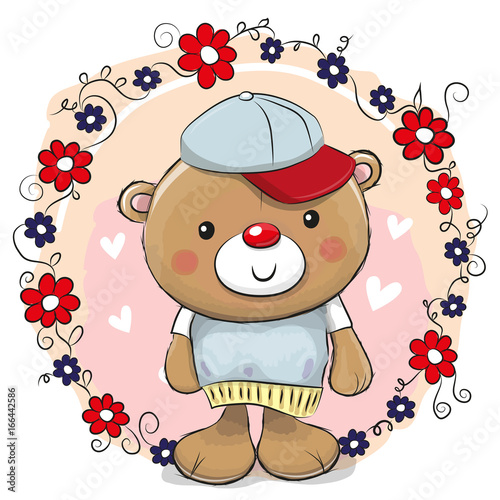 Greeting card Bear with flowers