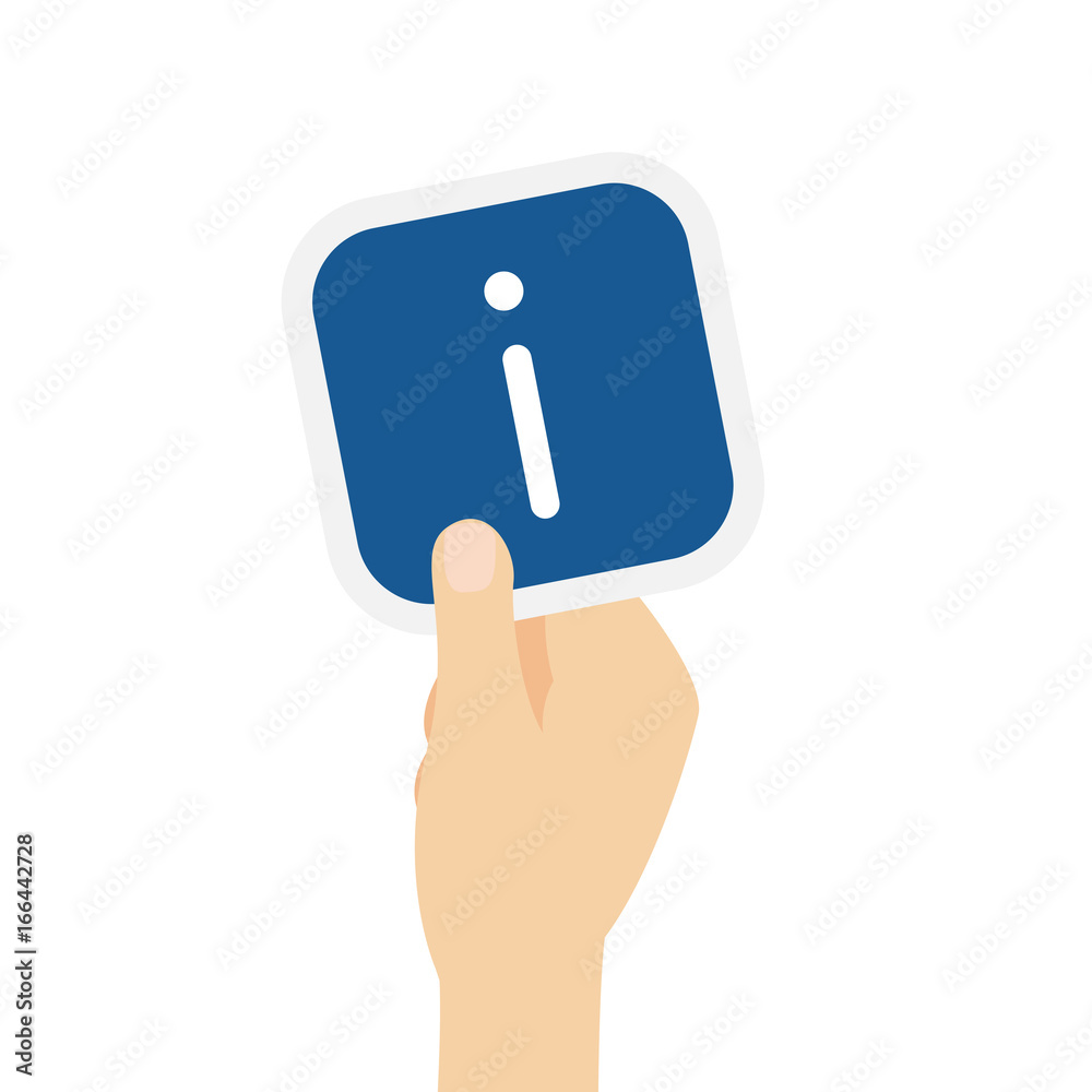 Hand hält Bierdeckel mit Info Symbol