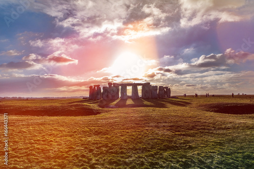 Stonehenge against the sun, Wiltshire, England photo