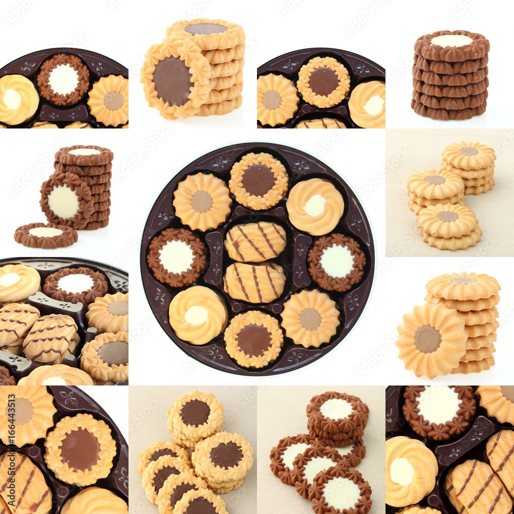 collection cookies set on white background