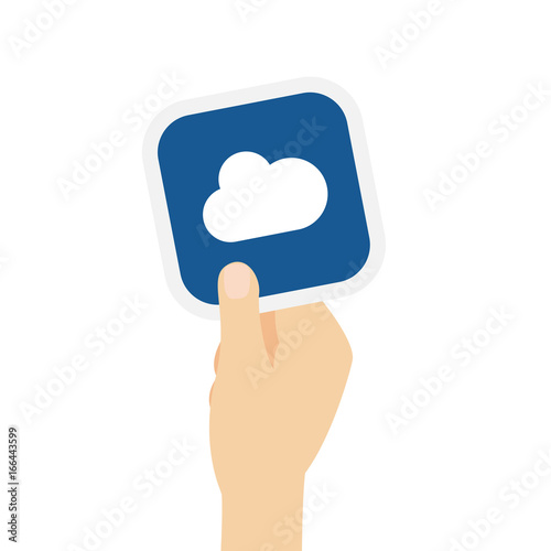 Hand hält Bierdeckel mit Wolke