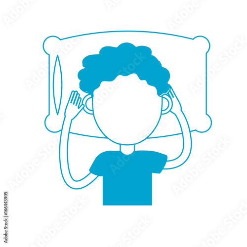 silhouette man with hairstyle desing sleeping