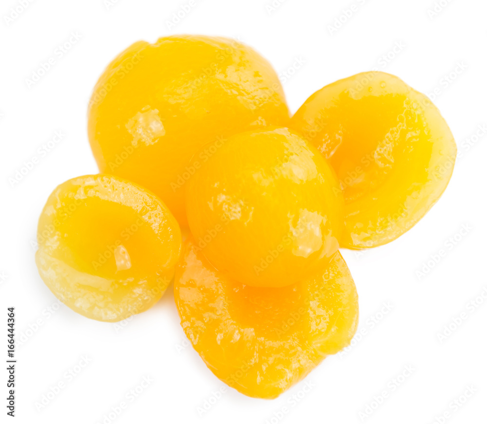 Portion of Pickled Apricots isolated on white Portion of Pickled Apricots isolated on white