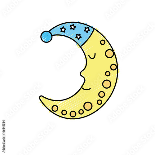 bauty moon in th sky with sleep hat design
