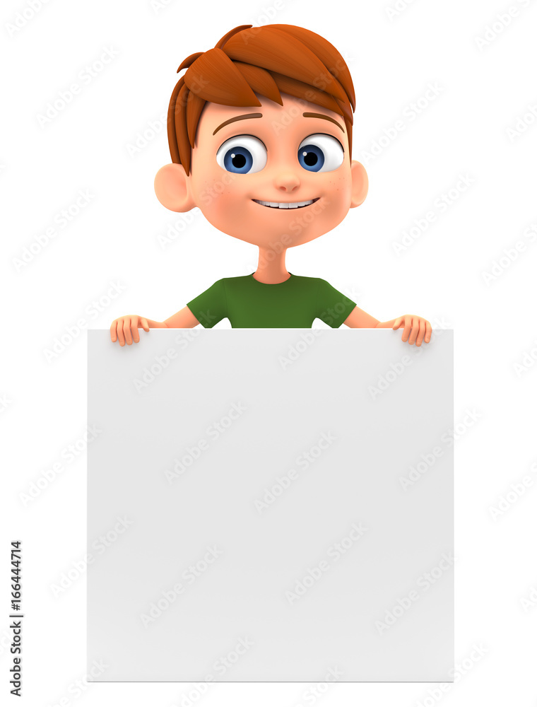 Boy with blank card. 3d render illustration. Boy with blank card. 3d render illustration.