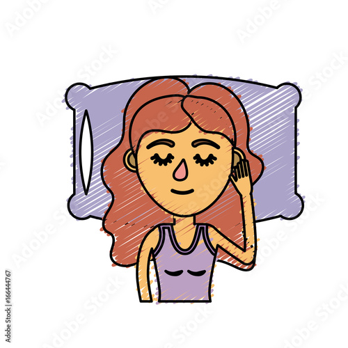 woman with hairstyle desing sleeping