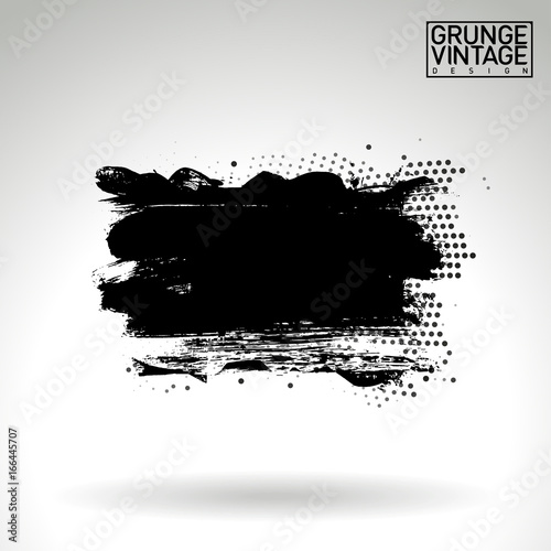 Black brush stroke and texture. Grunge vector abstract hand - painted element. Underline and border design.