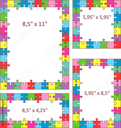 Multicolor jigsaw puzzle frames, borders of Letter and other sizes.
