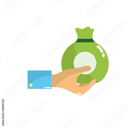 man hand with bag with cash money