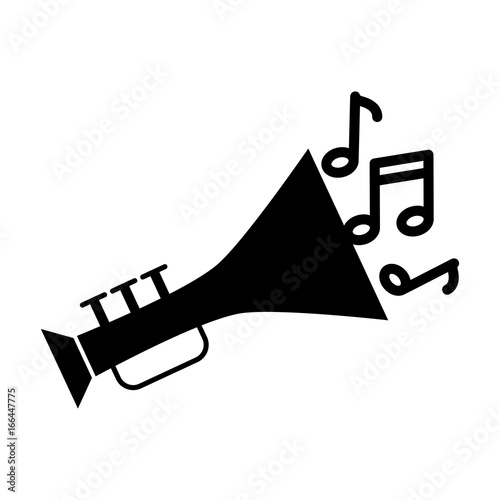 trumpet musical instrument with notes vector illustration design