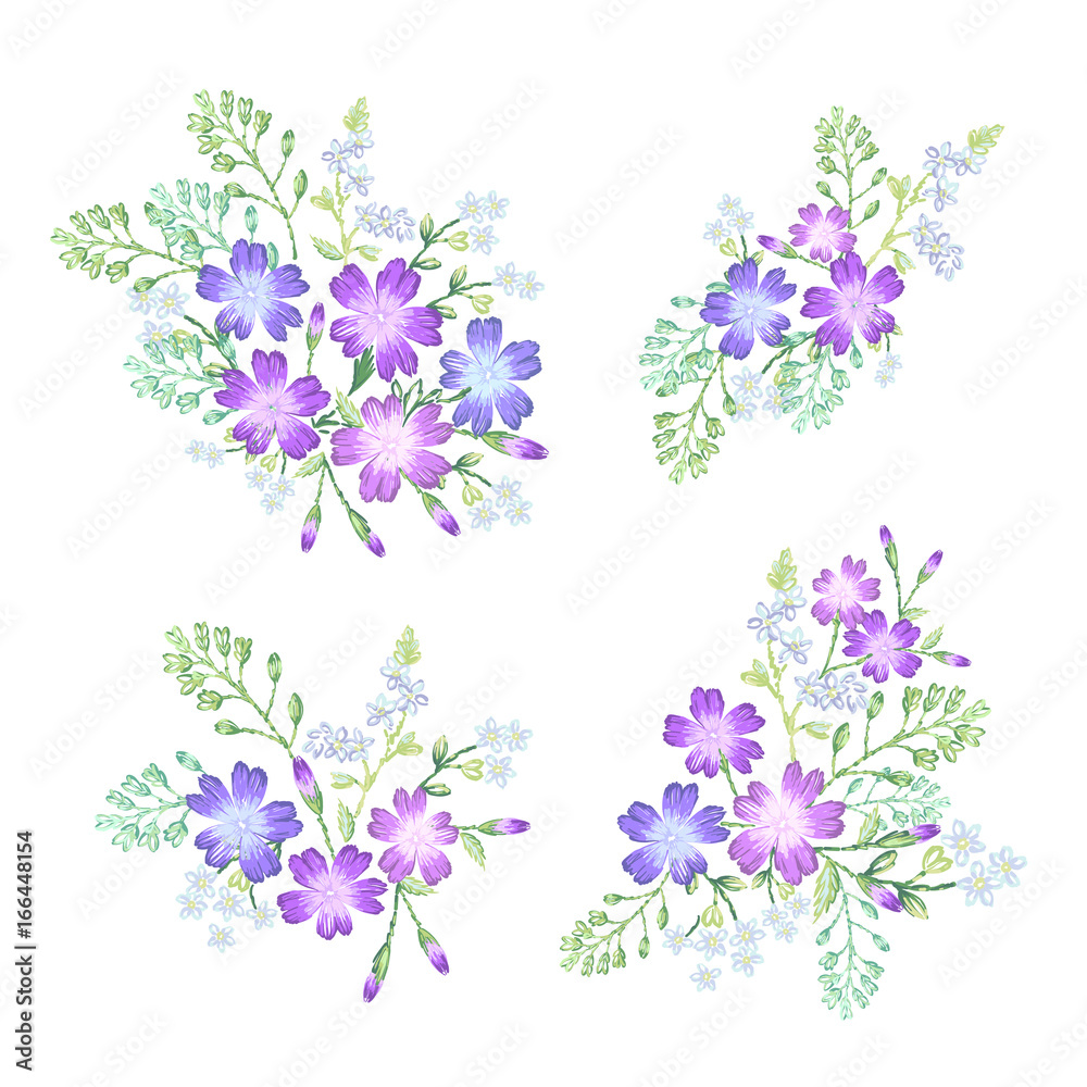 Set of decorative floral compositions.