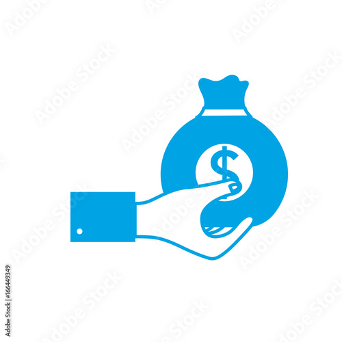 silhouette man hand with bag with cash money