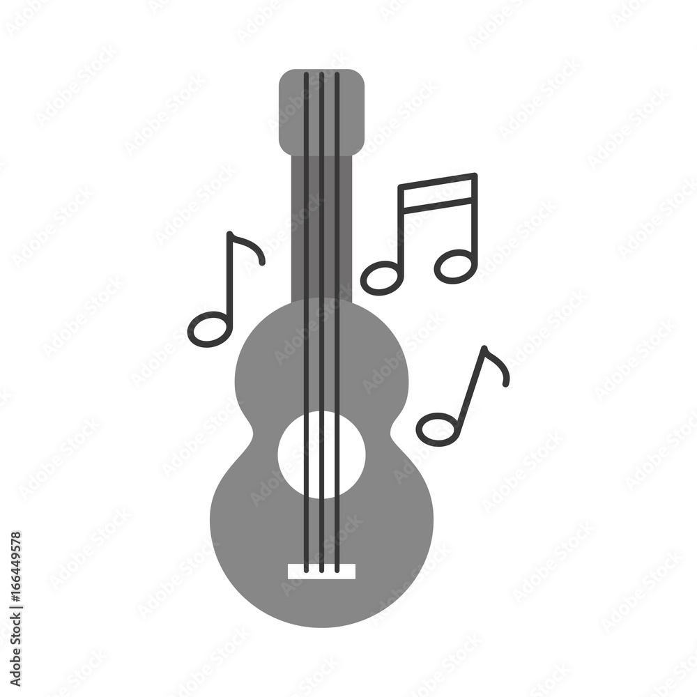 Naklejka premium acoustic guitar with music notes vector illustration design