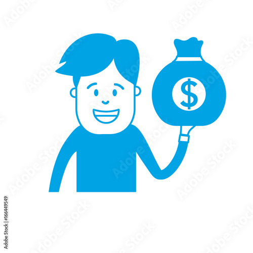 silhouette man with bag cash money in the hand