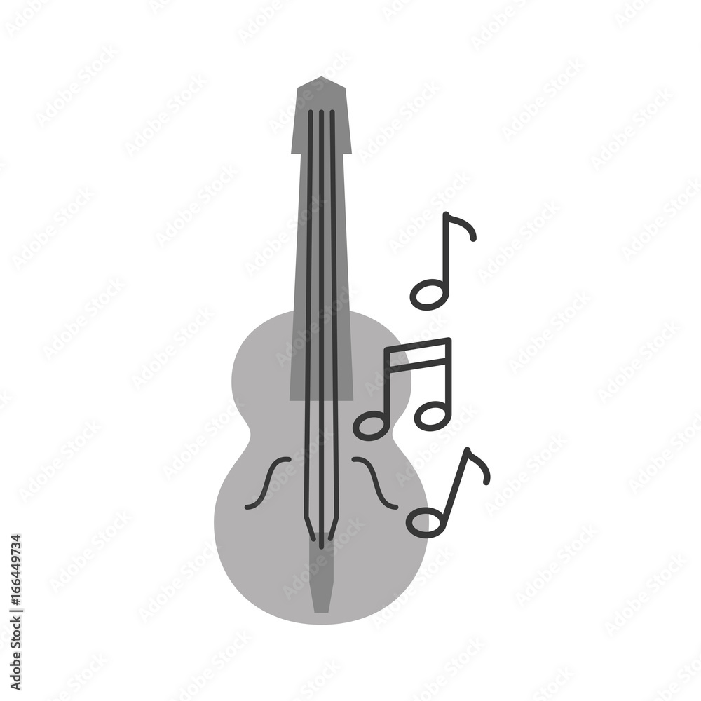 acoustic guitar with music notes vector illustration design