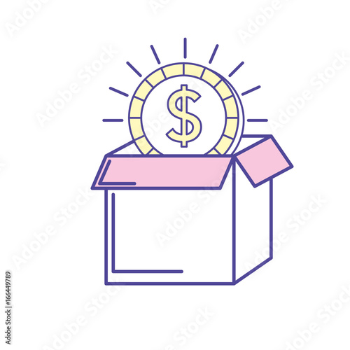 open box with coin cash money inside