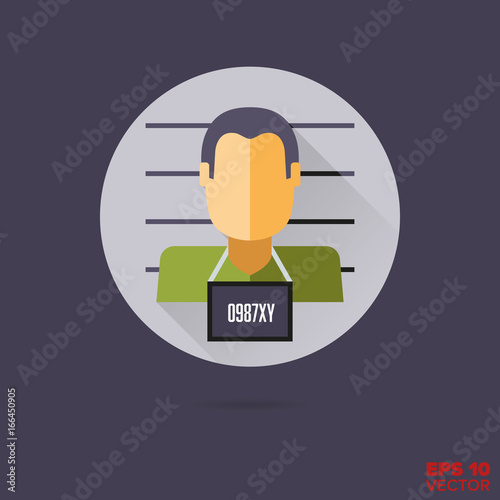 suspect criminal face flat design vector icon
