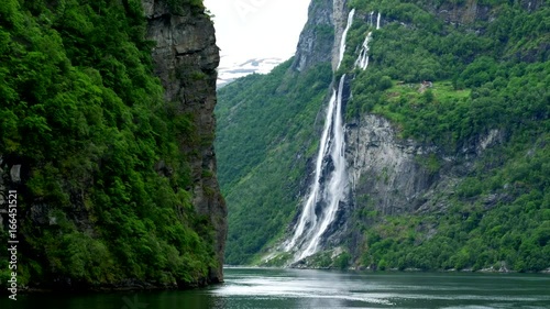 The seven sisters waterfall, Geiranger Fjord, Hellesylt Norway. photo