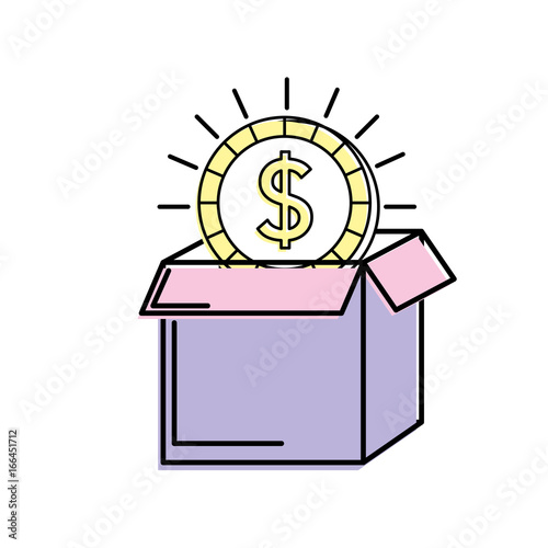 open box with coin cash money inside