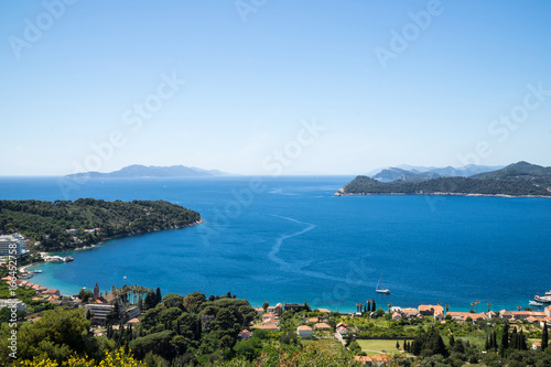 Overlooking the town of Lopud, Lopud island, Dalmatian coast, Southern Croatia. One of the Elaphiti islands.