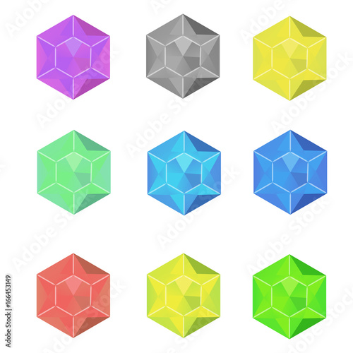 A set of colored diamonds, vector illustration isolated on white background