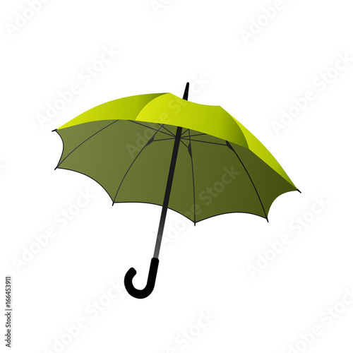 Umbrella vector object with green gradient over white background