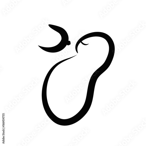 Black silhouette of a child sucking chest breast feeding. World Breastfeeding Day. World breastfeeding week. 1-7 August. Vector illustration on isolated background