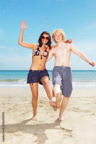 Couple playing beach game