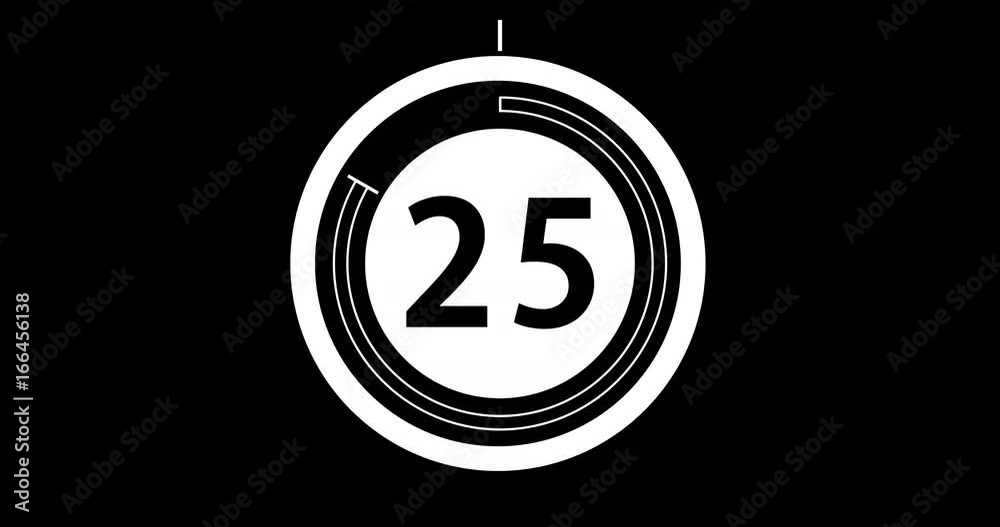 Circular countdown clock, 30 seconds with numbers and circles marking time