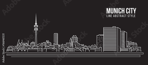 Cityscape Building Line art Vector Illustration design - Munich city