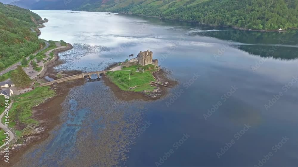 Aerial view of the historic Eilean Donan Castle by Dornie