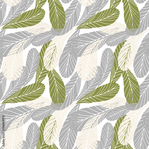 Floral vector seamless pattern with tropical leaves.