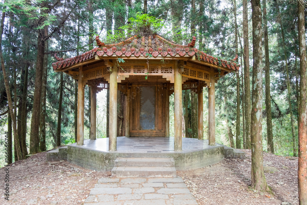 Traditional Chinese style pavilion in forrest Traditional Chinese style pavilion in forrest