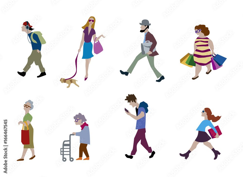 Vector illustration of People on the street. Characters set in flat design.