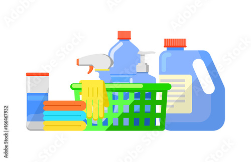 Chemical cleaning products isolated icon in flat style. House cleaning tool, housework supplies vector illustration
