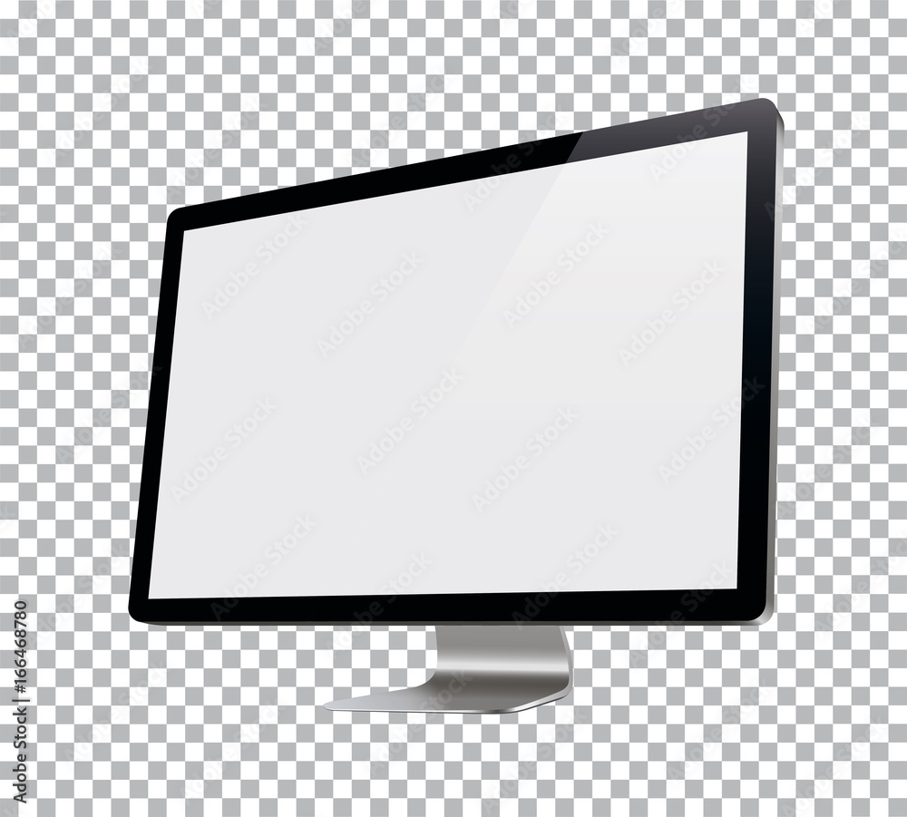 Computer display, monitor, realistic, 3D, isolated - stock vector. - obrazy, fototapety, plakaty 