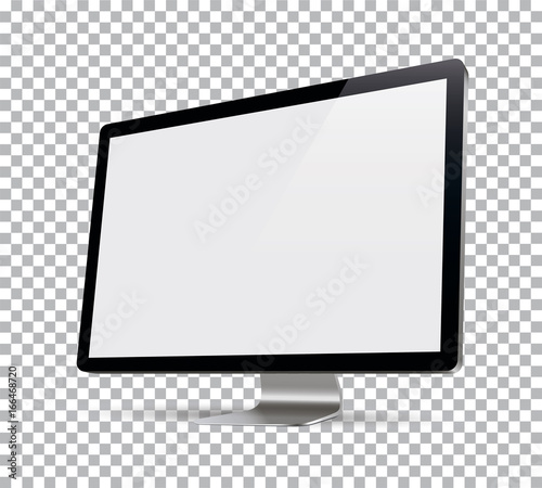 Computer display, monitor, realistic, 3D, isolated - stock vector.