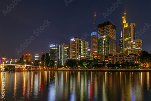 view on center of Frankfurt am Main at night
