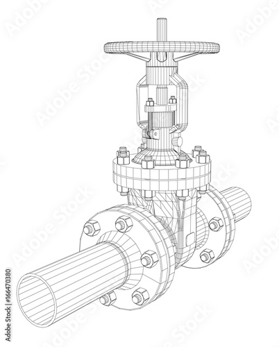 Industrial valve. Vector rendering of 3d