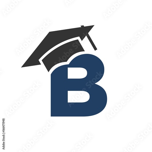 letter b and graduation hat. vector logo. Stock Vector | Adobe Stock