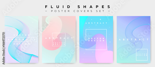 Poster Covers Set with Fluid Shapes. Modern Hipster Memphis Pattern.