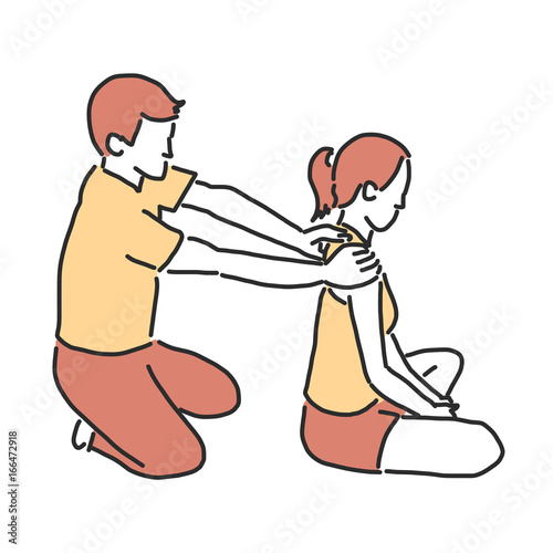 Spa and massage in variety poses. hand drawn. line drawing. vector illustration.