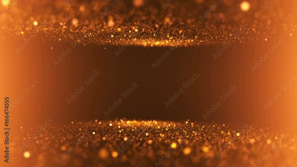 Sparkling orange particles in slow motion on blurred background. Ultra High Definition 4K seamless loop video.