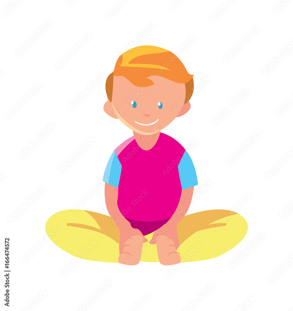Little boy in lotus pose isolated vector icon. Kids fitness exercise illustration, gymnastics for children and healthy lifestyle concept. Little boy in lotus pose isolated vector icon. Kids fitness exercise illustration, gymnastics for children and healthy lifestyle concept.