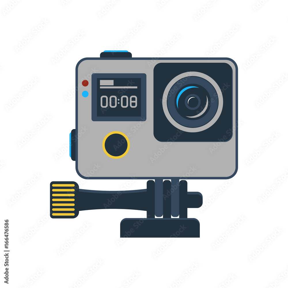 Fototapeta premium Action camera isolated vector icon. Outdoor activity, nature traveling equipment element.