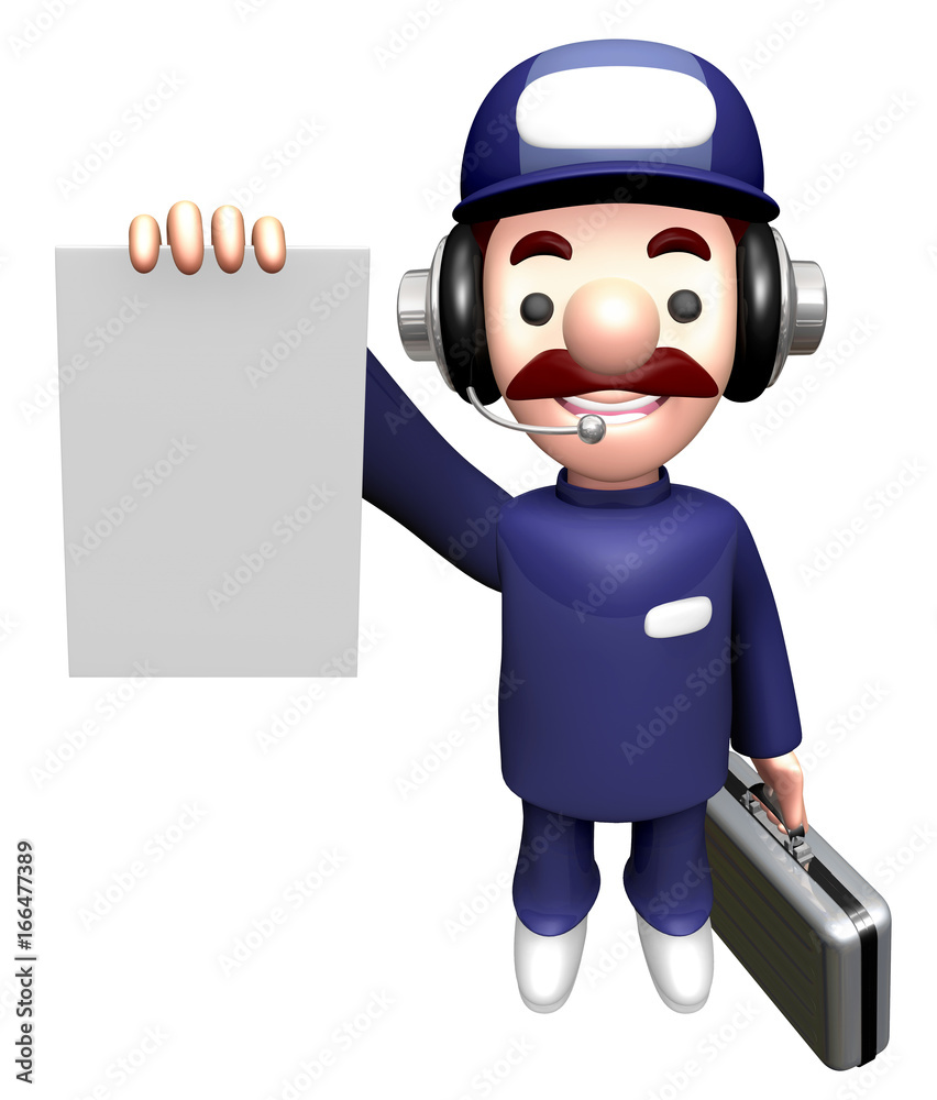 3D Service Mascot holding an order page. 3D Service Mascot holding an order page.