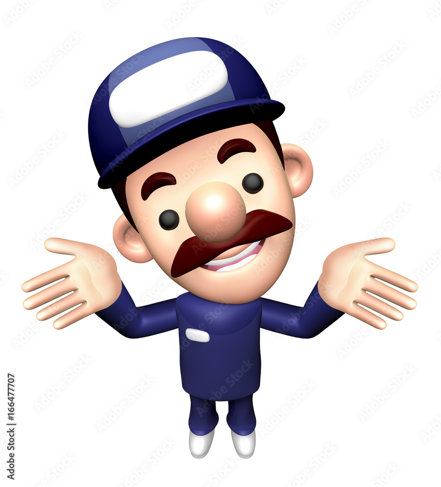 3D Repairman Character is Unawareness Gesture. 3D Repairman Character is Unawareness Gesture.