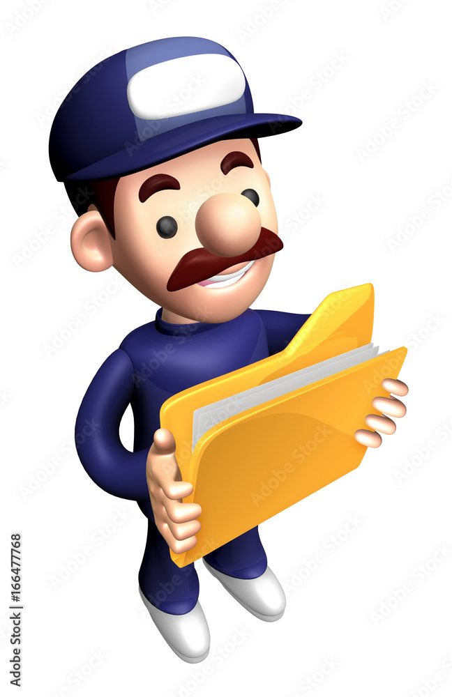 3D Service Character is holding a File Folder. 3D Service Character is holding a File Folder.
