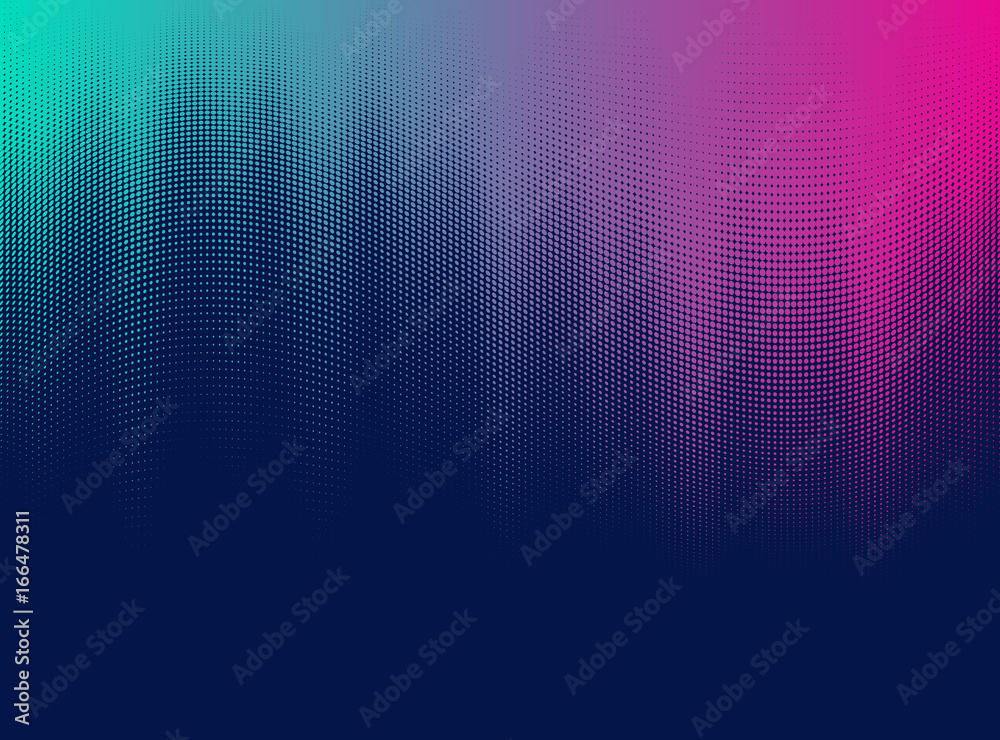 Obraz premium Vector halftone gradient effect. Vibrant abstract background. Retro 80's style colors and textures.