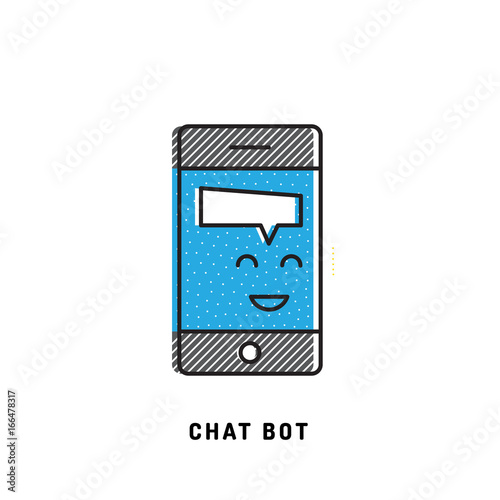 Icon chatbot, robot for automated social networking and mobile applications. Avatar technical support.